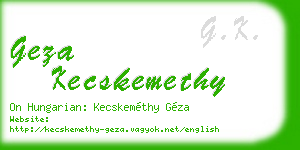 geza kecskemethy business card