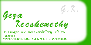 geza kecskemethy business card
